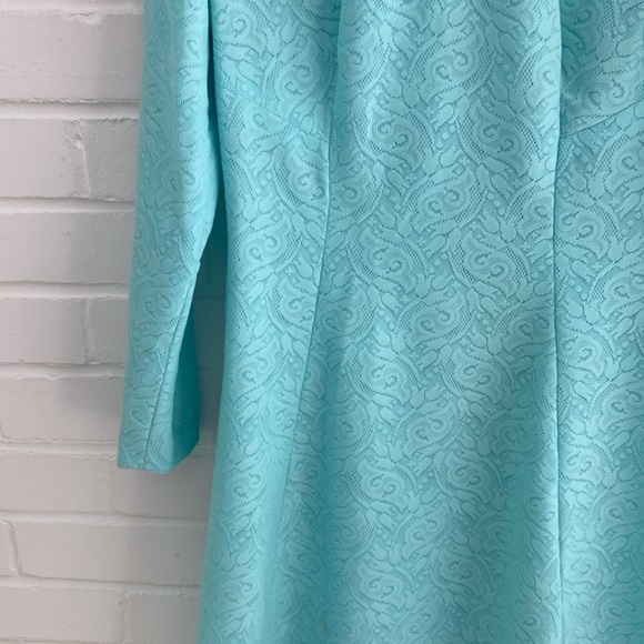 Womens Classic Vintage Seafoam Green Silver Trim Festive High Neck Dress Size 8 - Picture 3 of 9